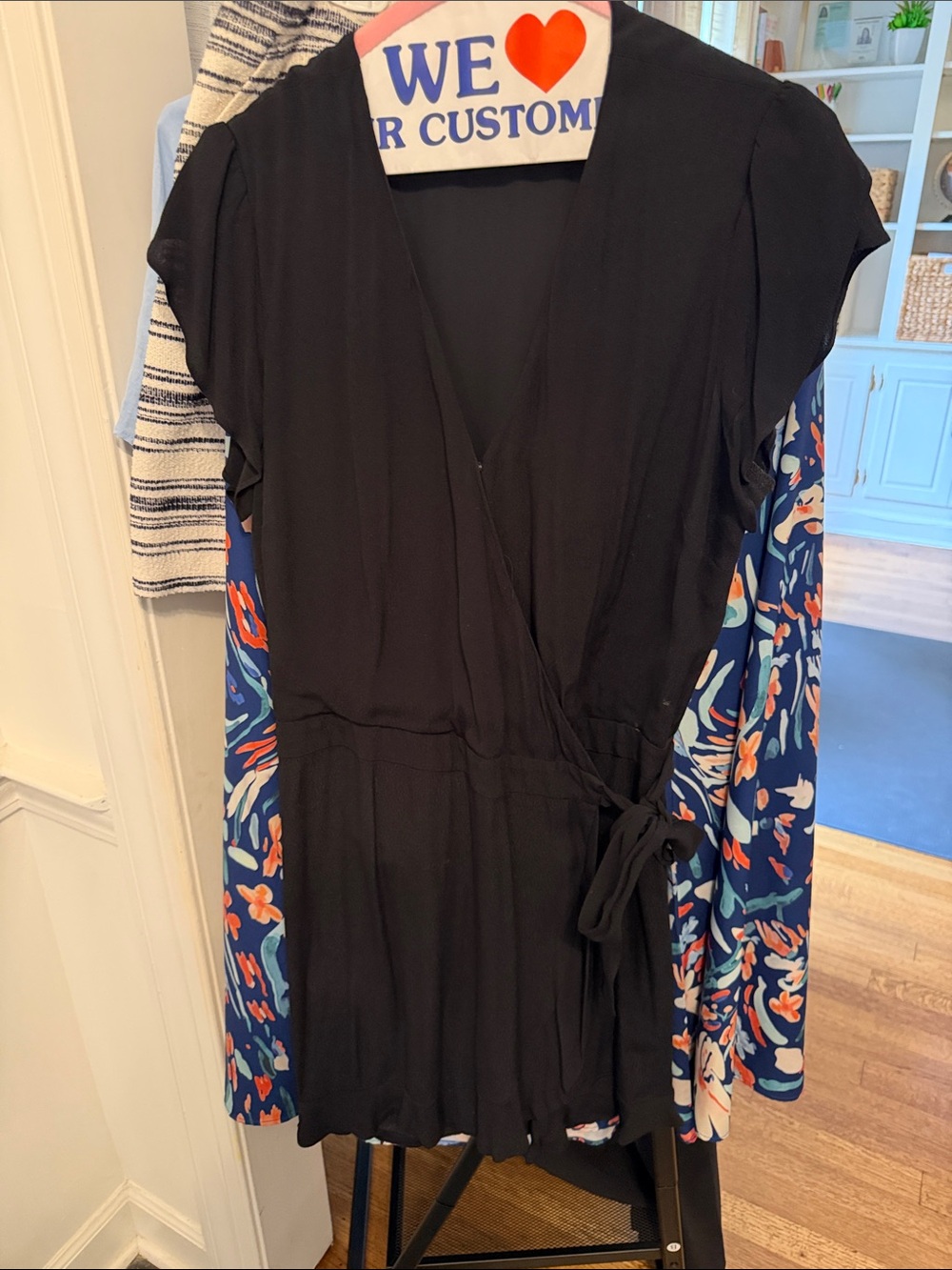 LOFT Black Wrap-Style Short Sleeve Skort
